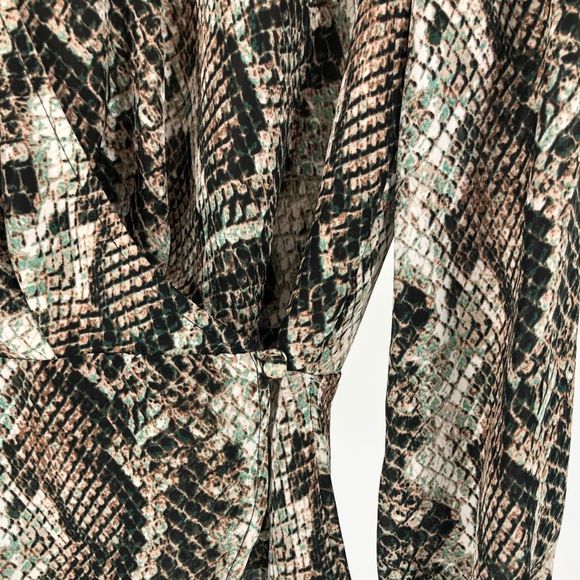 Cupcakes & Cashmere Jasper Wrap Blouse in Brown Snake Print NWT - Picture 5 of 12